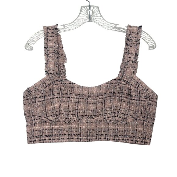 Wild Fable Tweed Crop Top Womens Medium Pink Black New - Picture 2 of 9